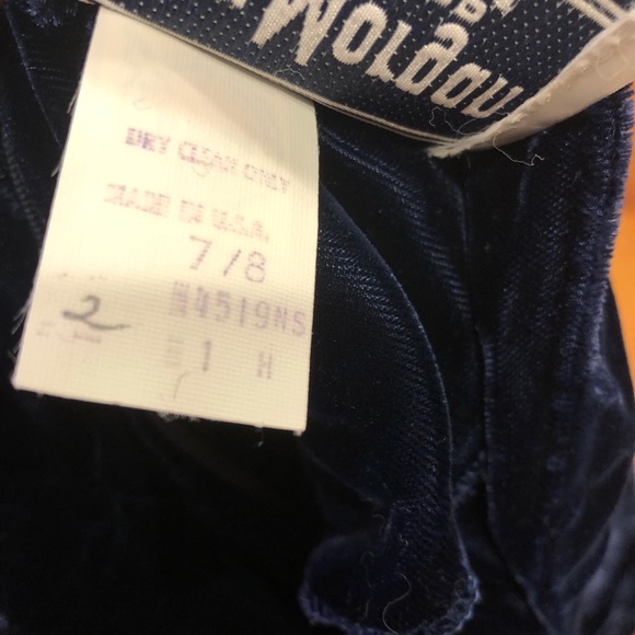 70s-80s Vintage Donna Morgan Blue Velvet V-neck Sequin Shoulder Dress - Picture 7 of 15